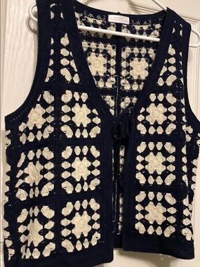 Lauren Conrad granny square crochet vest